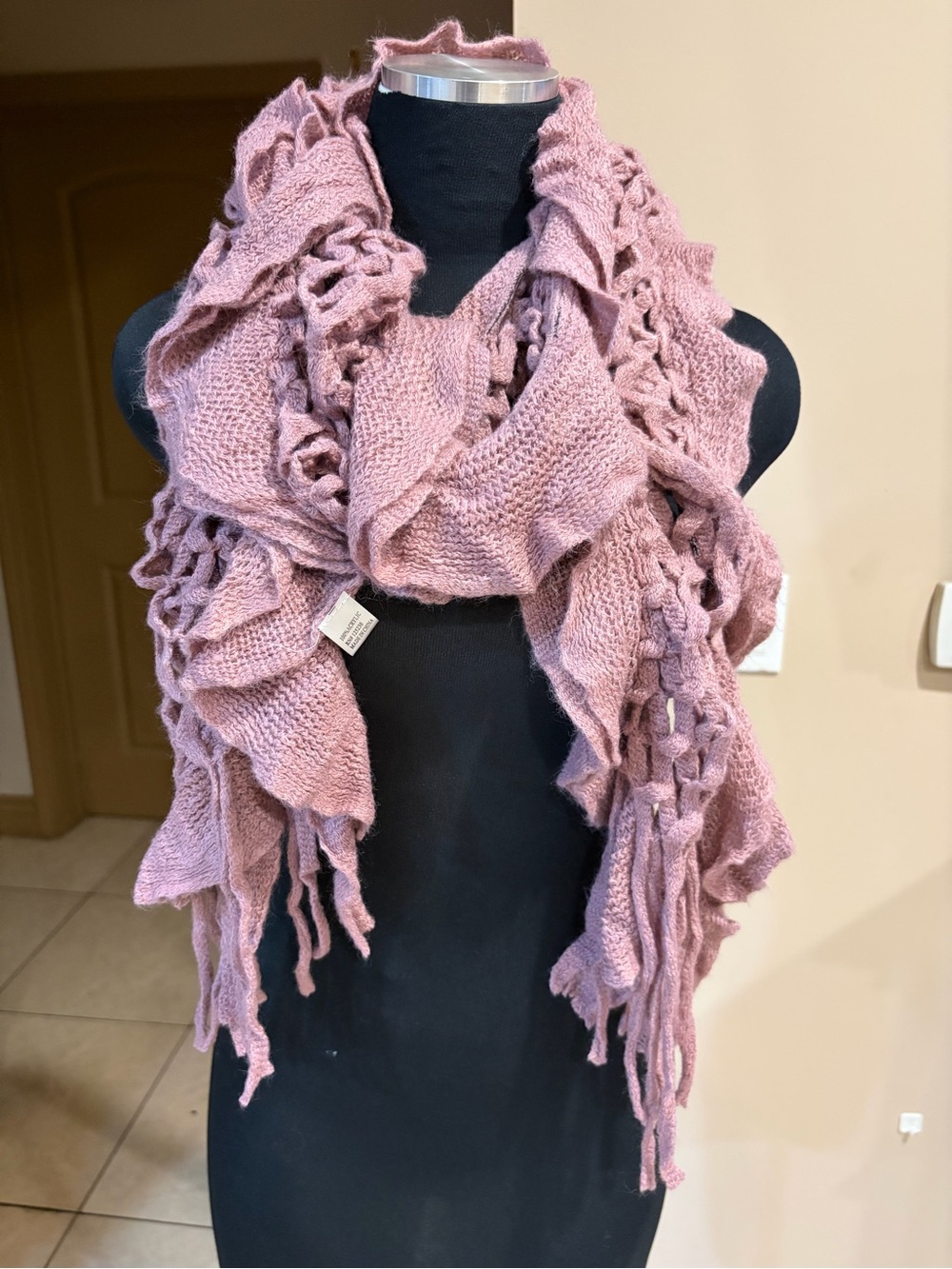 Soft Rose Knit Fringe Scarf - Women's Accessory